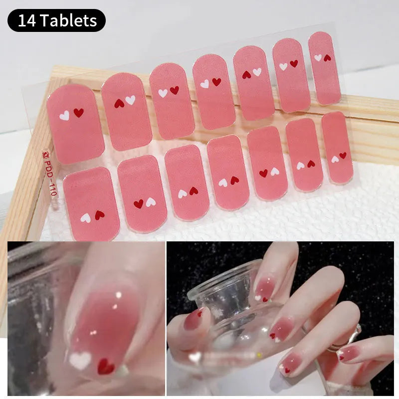 Sparkling Full Cover Nail Stickers – Self-Adhesive Designer Nails and Lamp