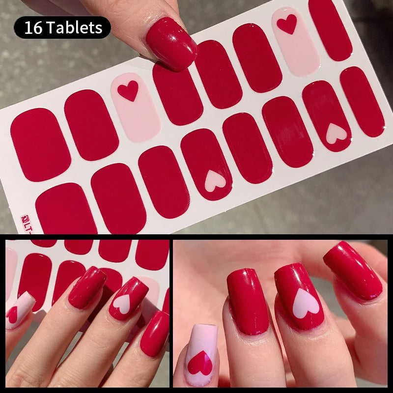 Sparkling Full Cover Nail Stickers – Self-Adhesive Designer Nails and Lamp