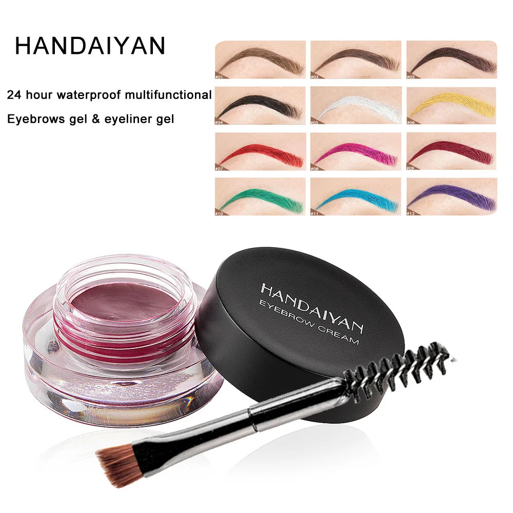 12-Color Waterproof Eyebrow & Eyeliner Gel – Long-Lasting Definition by Panda Beauty Salon