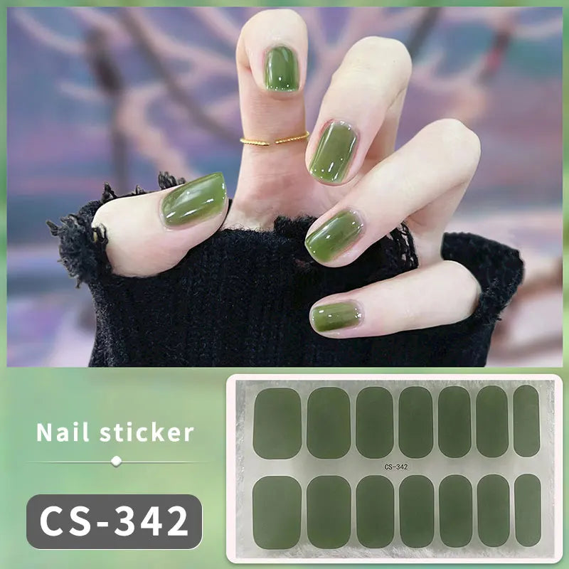 Sparkling Full Cover Nail Stickers – Self-Adhesive Designer Nails and Lamp