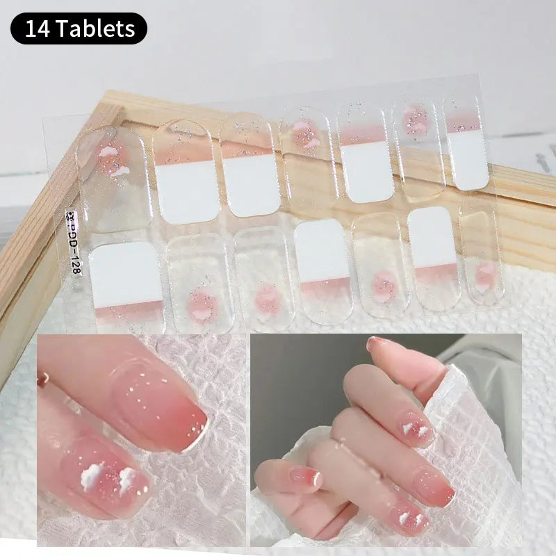 Sparkling Full Cover Nail Stickers – Self-Adhesive Designer Nails and Lamp