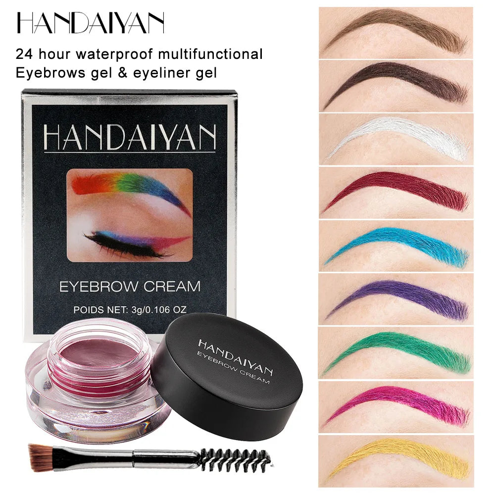 12-Color Waterproof Eyebrow & Eyeliner Gel – Long-Lasting Definition by Panda Beauty Salon