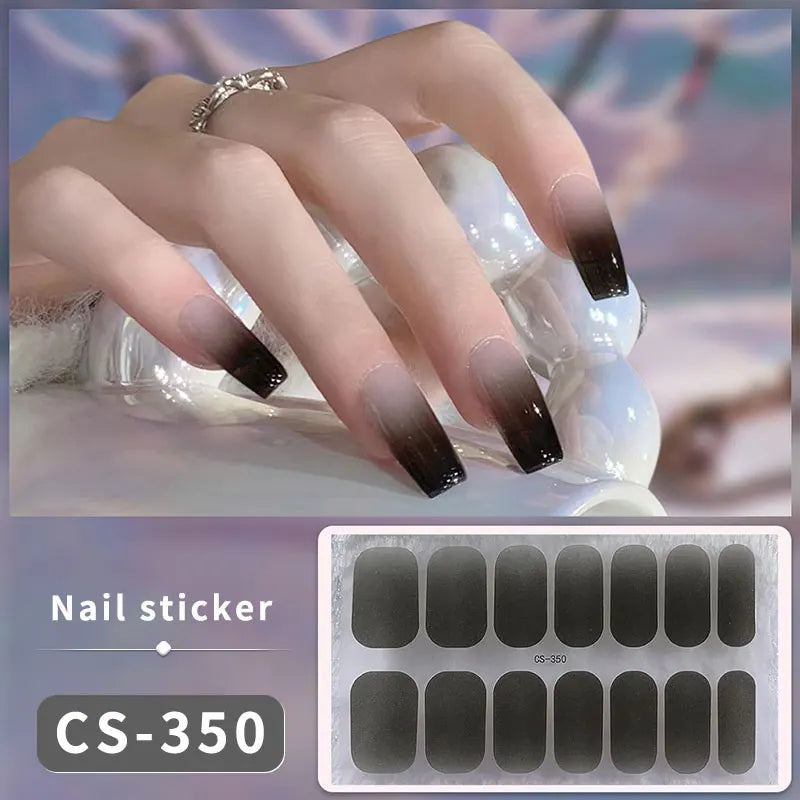 Sparkling Full Cover Nail Stickers – Self-Adhesive Designer Nails and Lamp
