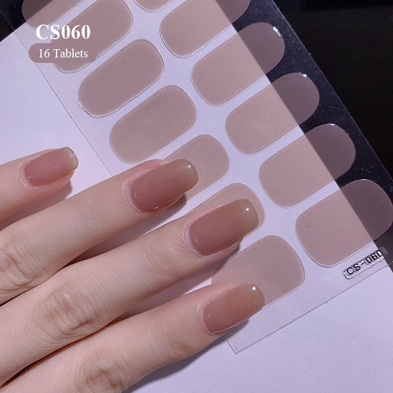 Sparkling Full Cover Nail Stickers – Self-Adhesive Designer Nails and Lamp