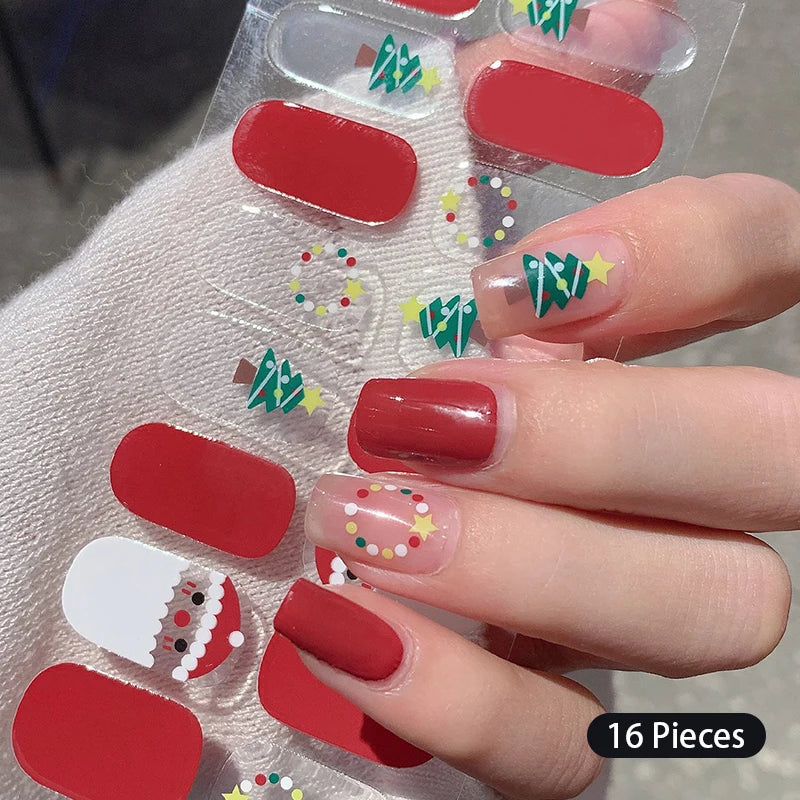 Sparkling Full Cover Nail Stickers – Self-Adhesive Designer Nails and Lamp