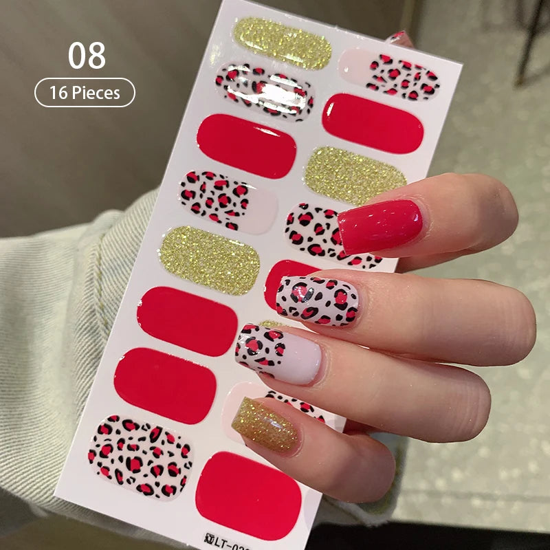 Sparkling Full Cover Nail Stickers – Self-Adhesive Designer Nails and Lamp
