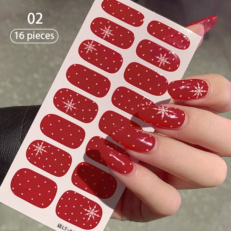 Sparkling Full Cover Nail Stickers – Self-Adhesive Designer Nails and Lamp