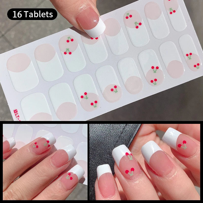 Sparkling Full Cover Nail Stickers – Self-Adhesive Designer Nails and Lamp