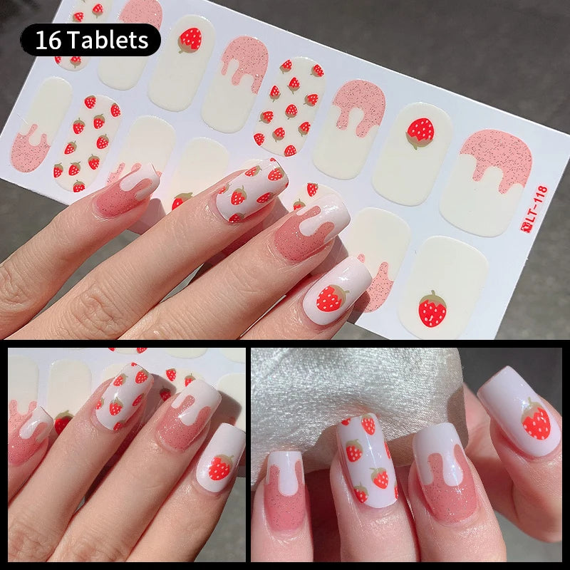 Sparkling Full Cover Nail Stickers – Self-Adhesive Designer Nails and Lamp