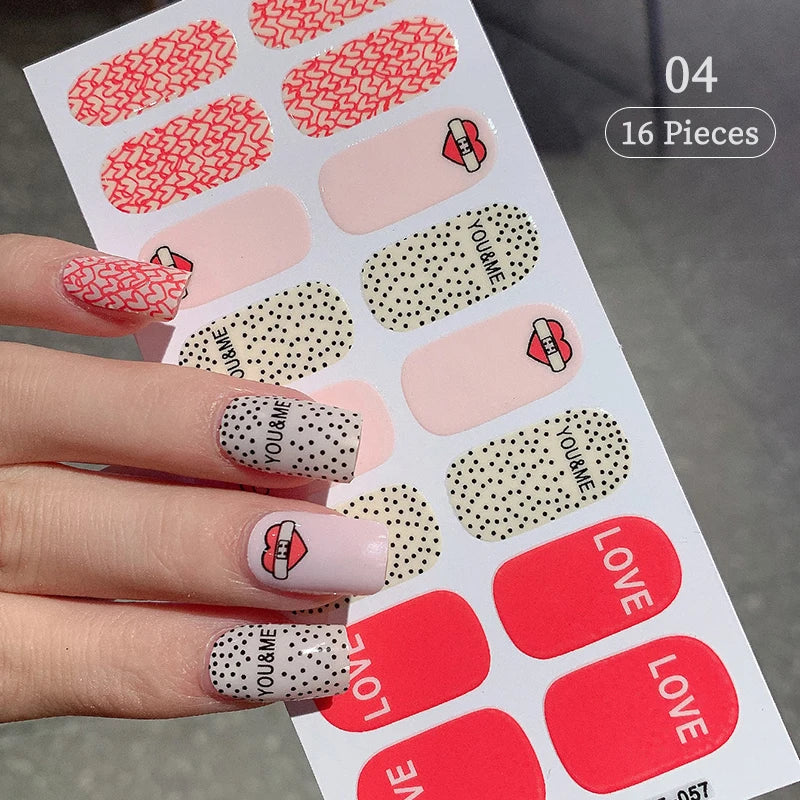 Sparkling Full Cover Nail Stickers – Self-Adhesive Designer Nails and Lamp