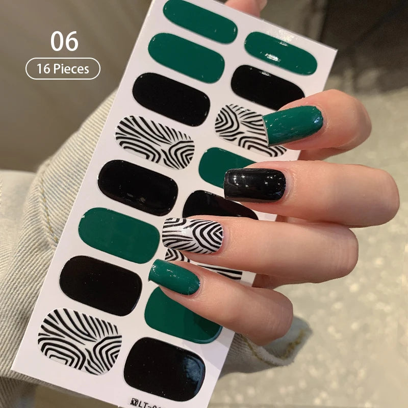 Sparkling Full Cover Nail Stickers – Self-Adhesive Designer Nails and Lamp