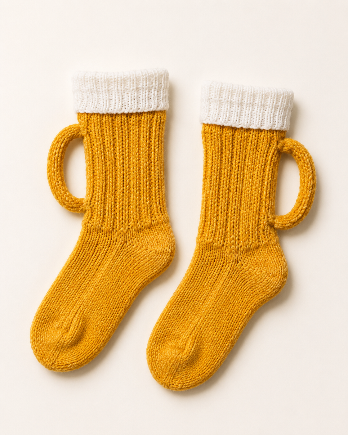 Beer mug socks product photo — flat lay