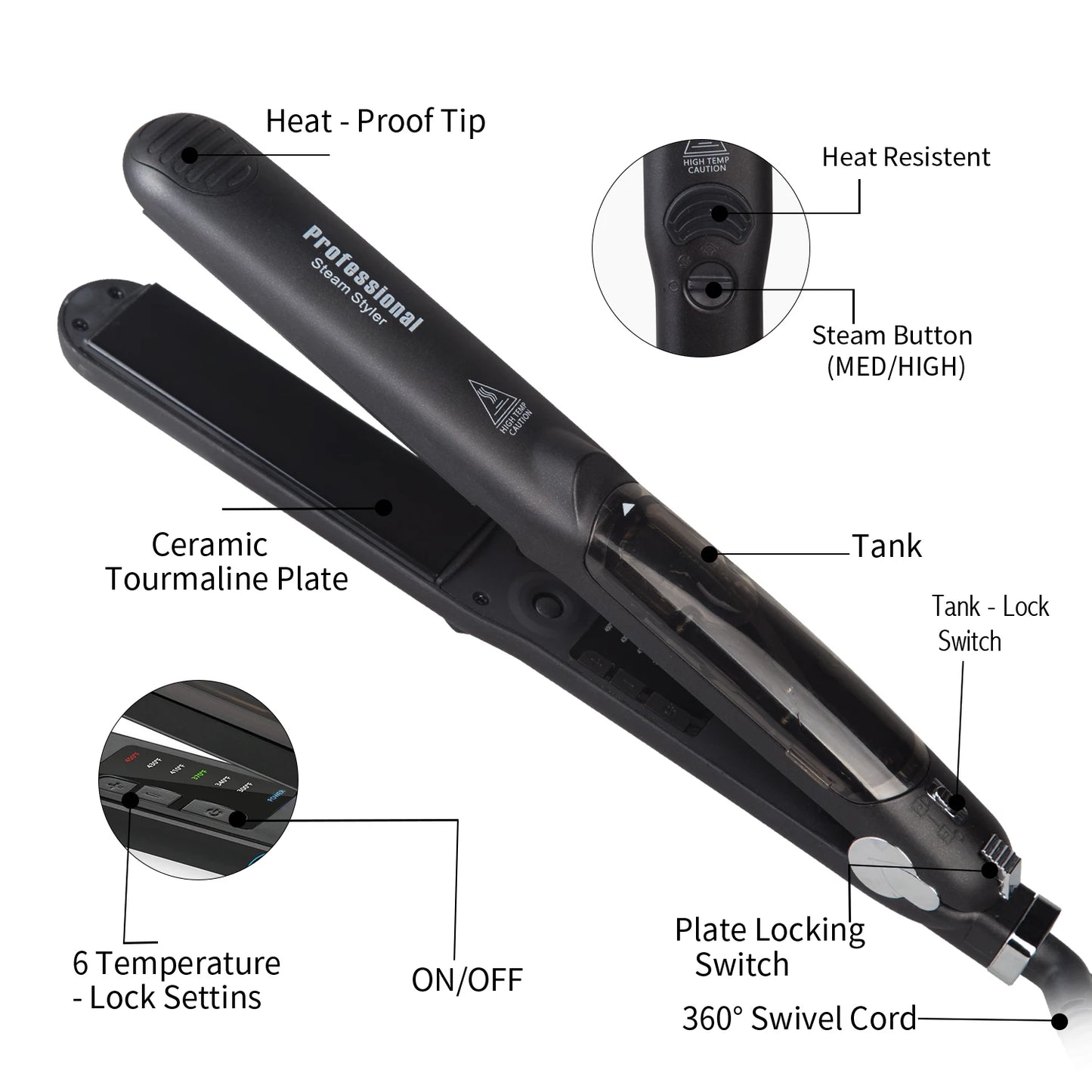 3-in-1 Professional Steam Hair Straightener