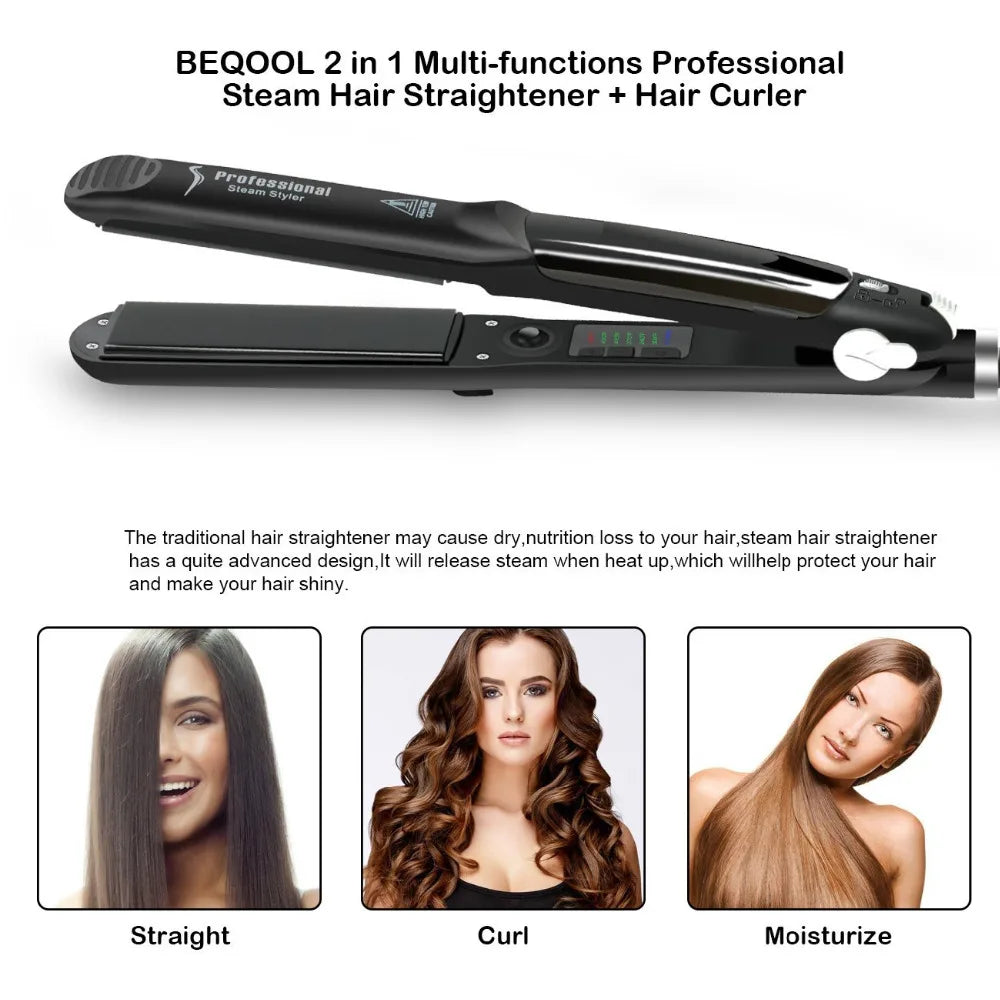 3-in-1 Professional Steam Hair Straightener