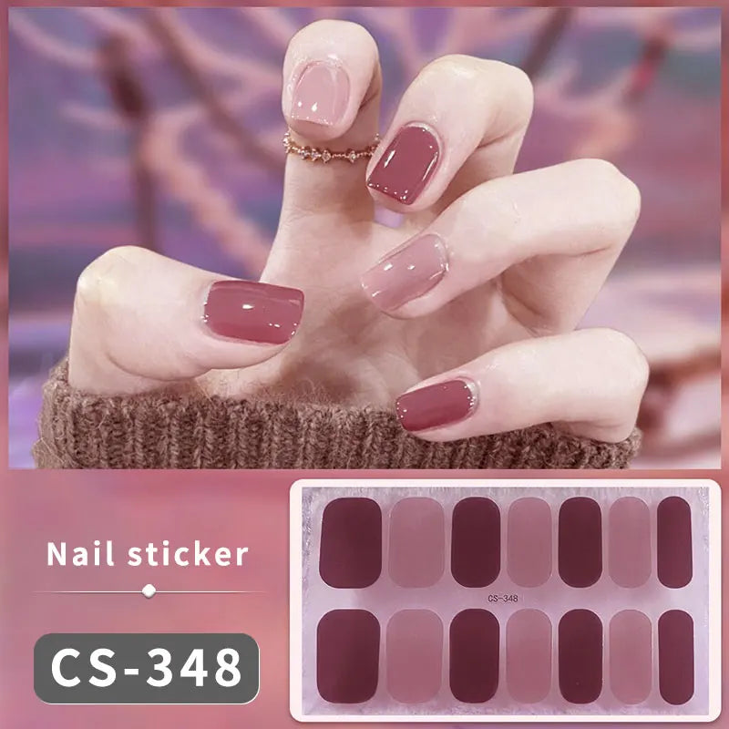 Sparkling Full Cover Nail Stickers – Self-Adhesive Designer Nails and Lamp