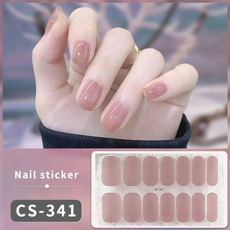Sparkling Full Cover Nail Stickers – Self-Adhesive Designer Nails and Lamp