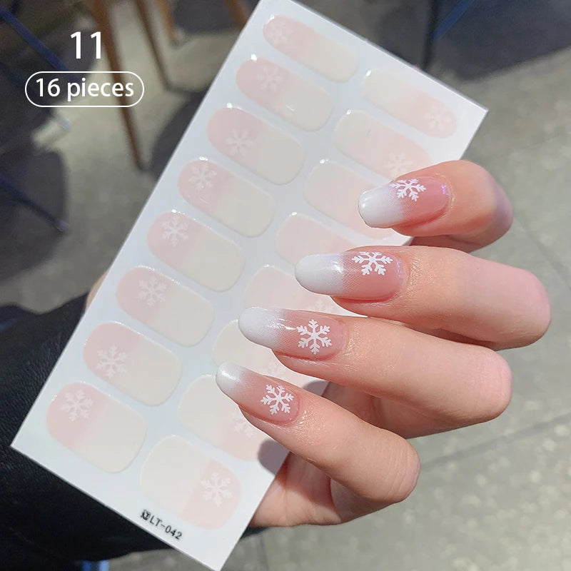 Sparkling Full Cover Nail Stickers – Self-Adhesive Designer Nails and Lamp