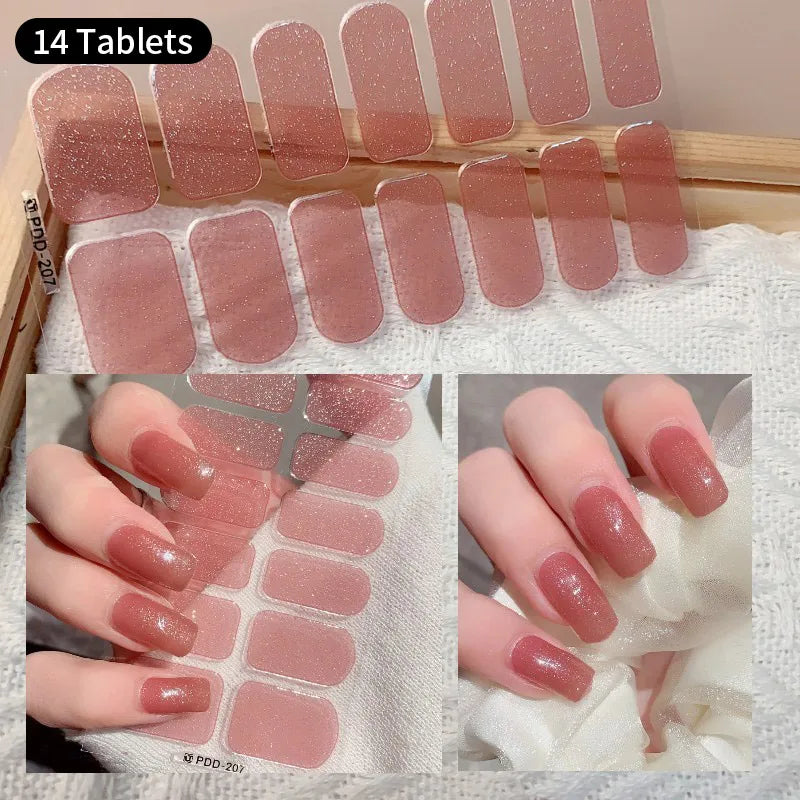 Sparkling Full Cover Nail Stickers – Self-Adhesive Designer Nails and Lamp