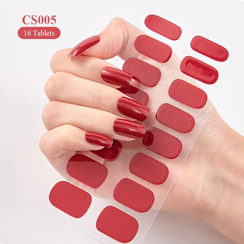Sparkling Full Cover Nail Stickers – Self-Adhesive Designer Nails and Lamp