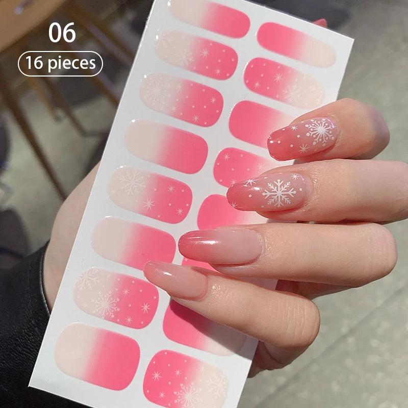 Sparkling Full Cover Nail Stickers – Self-Adhesive Designer Nails and Lamp