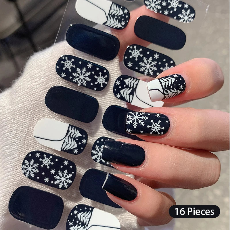 Sparkling Full Cover Nail Stickers – Self-Adhesive Designer Nails and Lamp