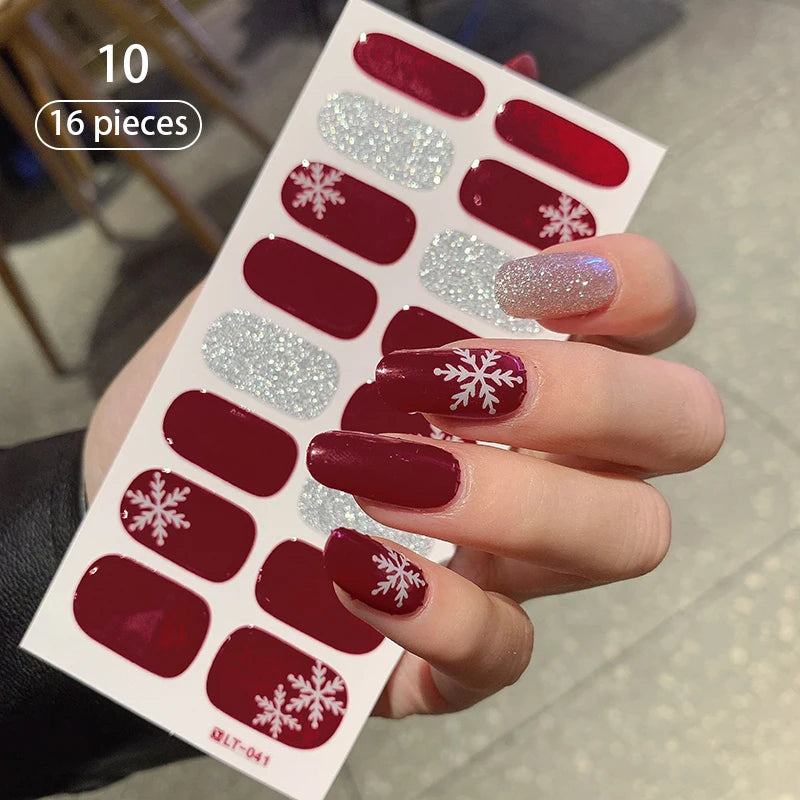 Sparkling Full Cover Nail Stickers – Self-Adhesive Designer Nails and Lamp