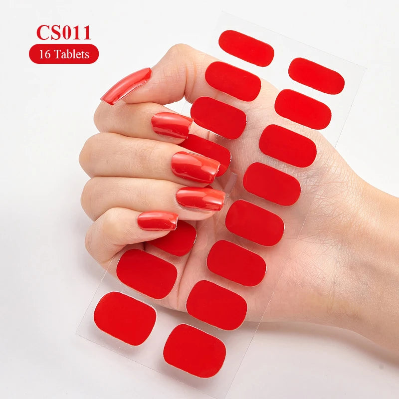 Sparkling Full Cover Nail Stickers – Self-Adhesive Designer Nails and Lamp