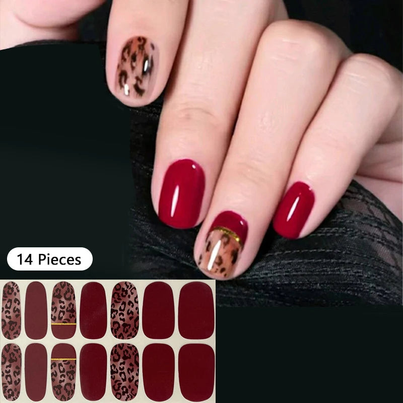Sparkling Full Cover Nail Stickers – Self-Adhesive Designer Nails and Lamp