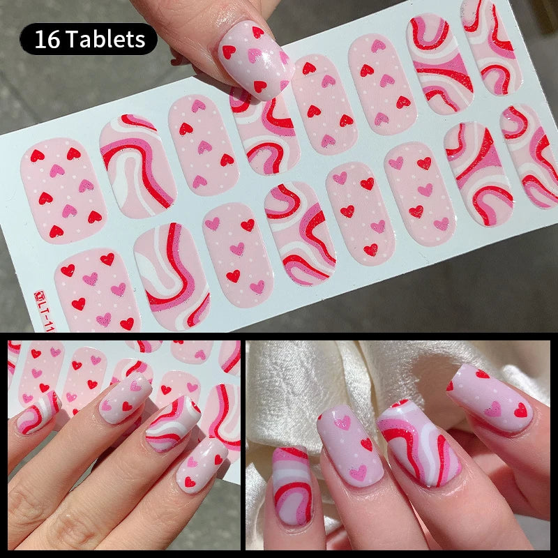 Sparkling Full Cover Nail Stickers – Self-Adhesive Designer Nails and Lamp