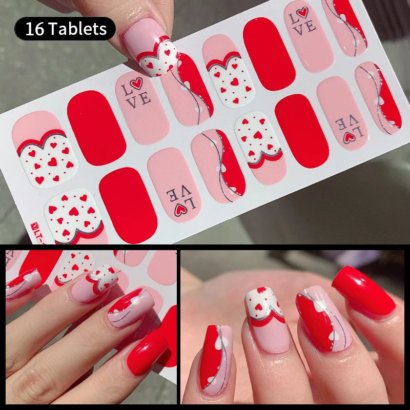 Sparkling Full Cover Nail Stickers – Self-Adhesive Designer Nails and Lamp