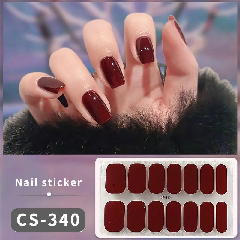 Sparkling Full Cover Nail Stickers – Self-Adhesive Designer Nails and Lamp