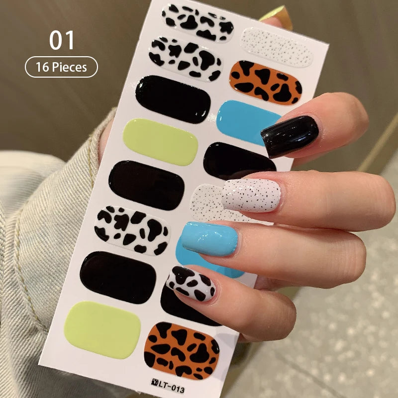 Sparkling Full Cover Nail Stickers – Self-Adhesive Designer Nails and Lamp