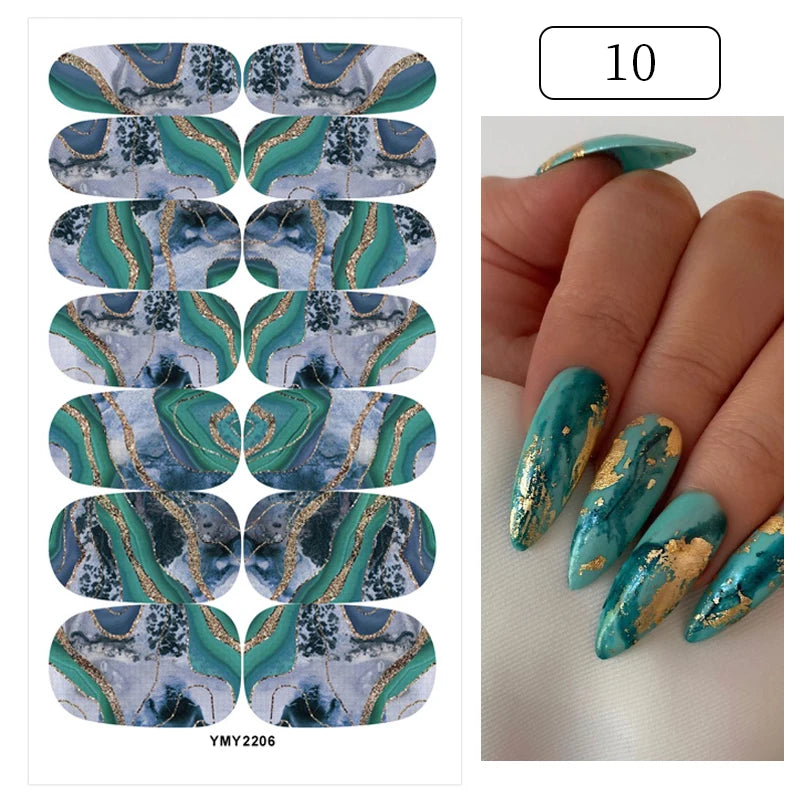 Sparkling Full Cover Nail Stickers – Self-Adhesive Designer Nails and Lamp