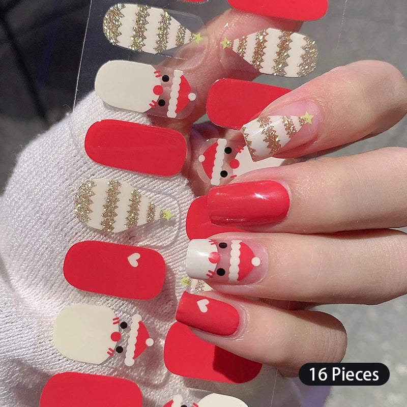 Sparkling Full Cover Nail Stickers – Self-Adhesive Designer Nails and Lamp