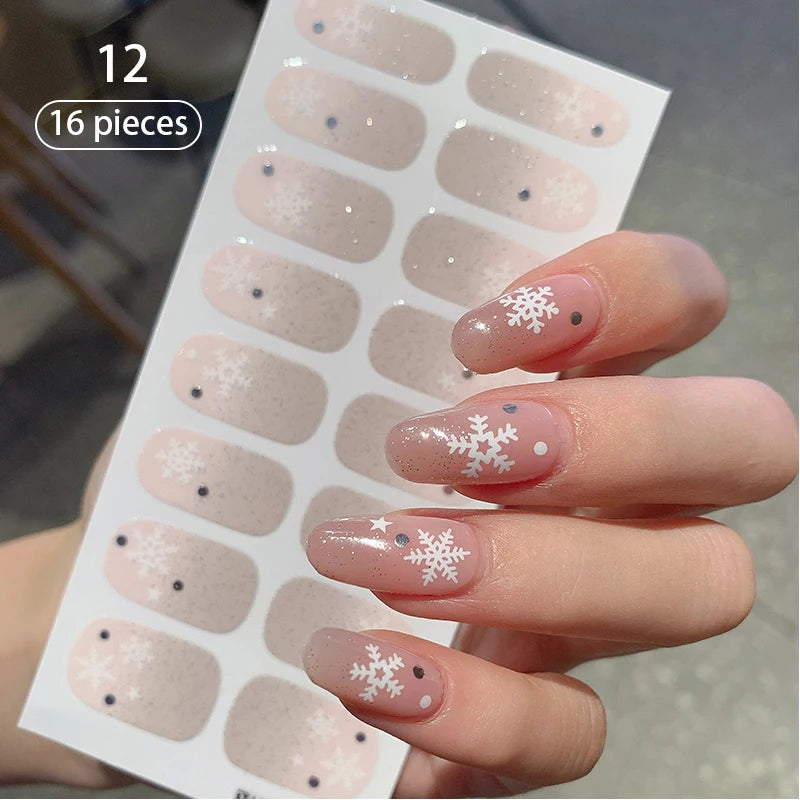 Sparkling Full Cover Nail Stickers – Self-Adhesive Designer Nails and Lamp