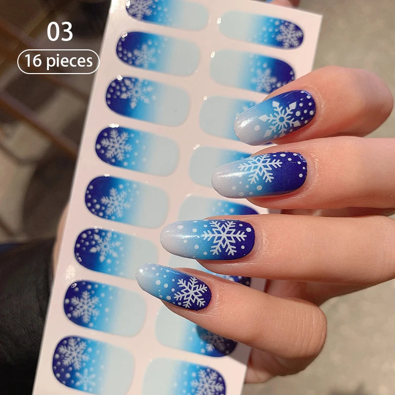 Sparkling Full Cover Nail Stickers – Self-Adhesive Designer Nails and Lamp