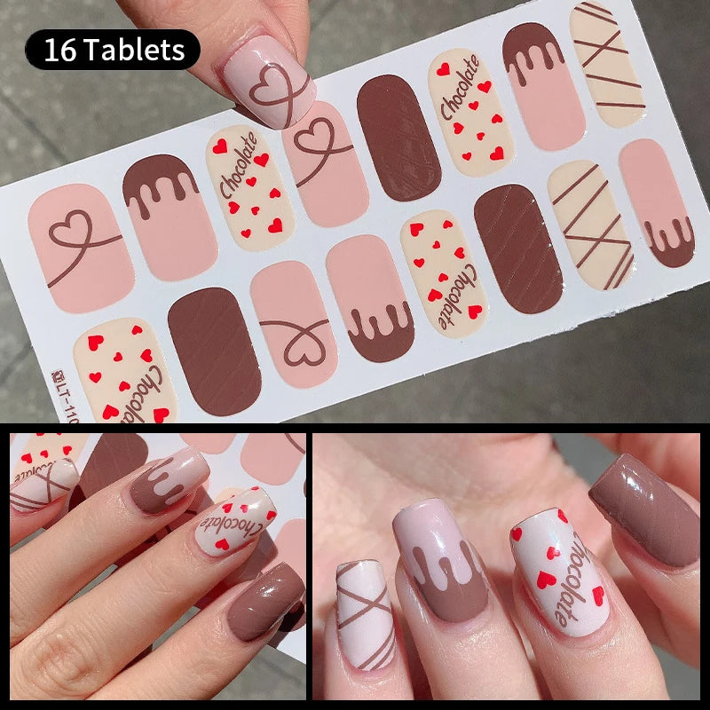 Sparkling Full Cover Nail Stickers – Self-Adhesive Designer Nails and Lamp