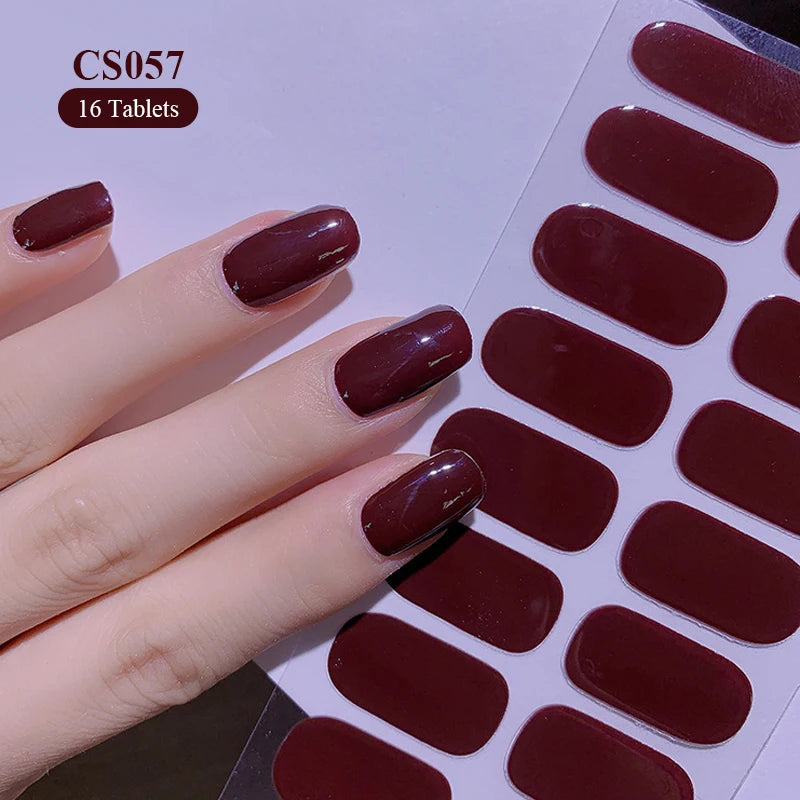 Sparkling Full Cover Nail Stickers – Self-Adhesive Designer Nails and Lamp