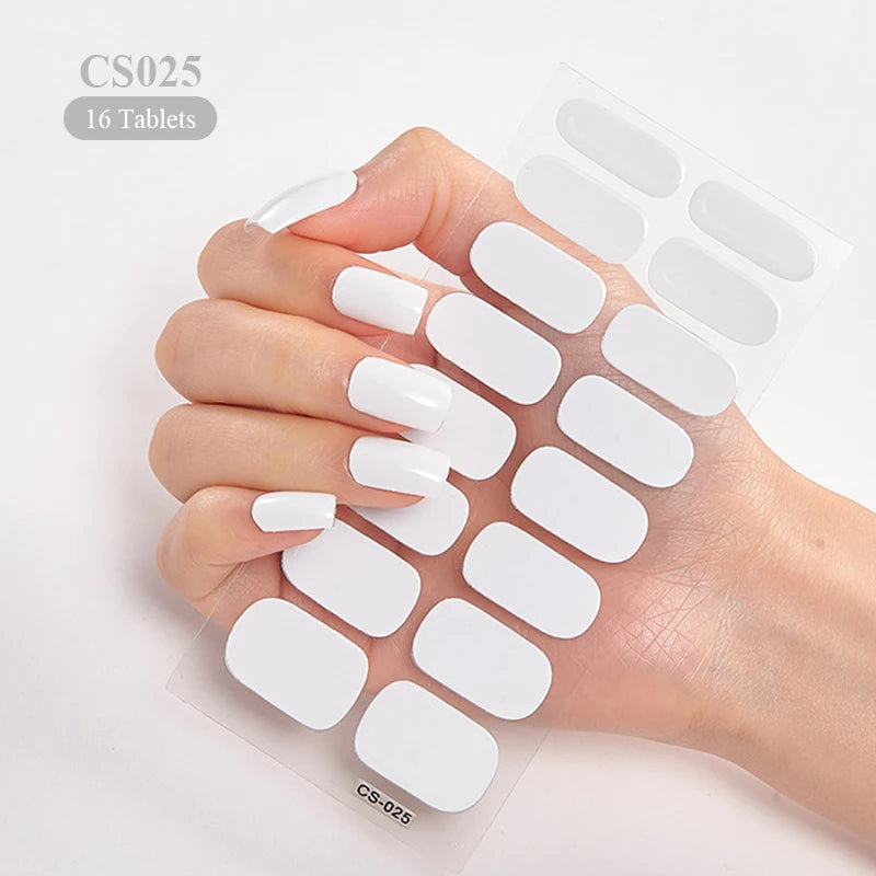 Sparkling Full Cover Nail Stickers – Self-Adhesive Designer Nails and Lamp