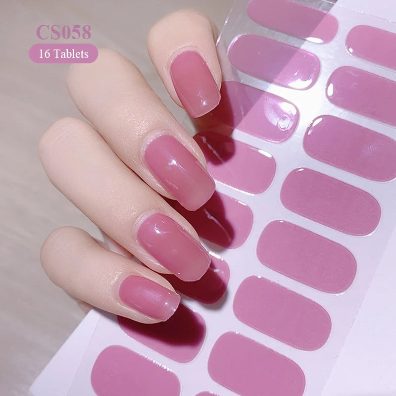 Sparkling Full Cover Nail Stickers – Self-Adhesive Designer Nails and Lamp