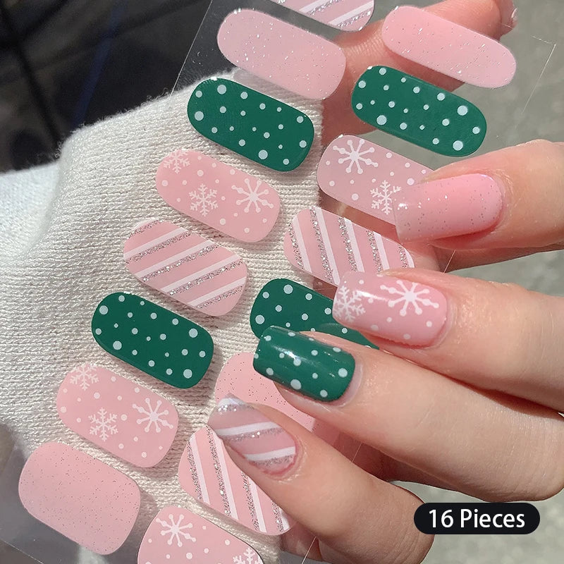 Sparkling Full Cover Nail Stickers – Self-Adhesive Designer Nails and Lamp