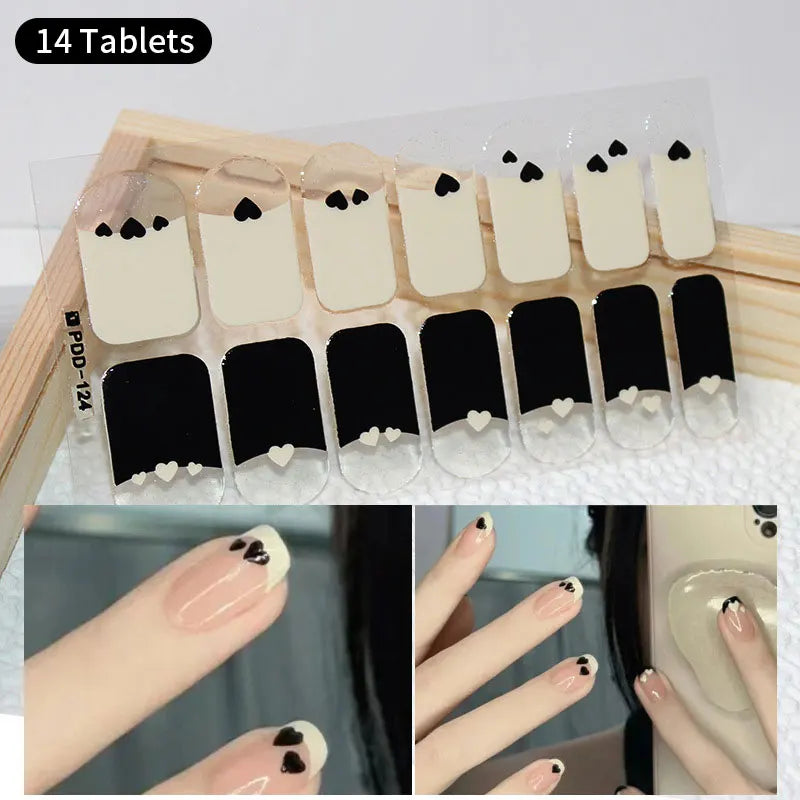 Sparkling Full Cover Nail Stickers – Self-Adhesive Designer Nails and Lamp