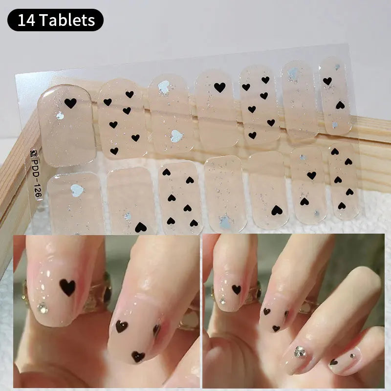 Sparkling Full Cover Nail Stickers – Self-Adhesive Designer Nails and Lamp