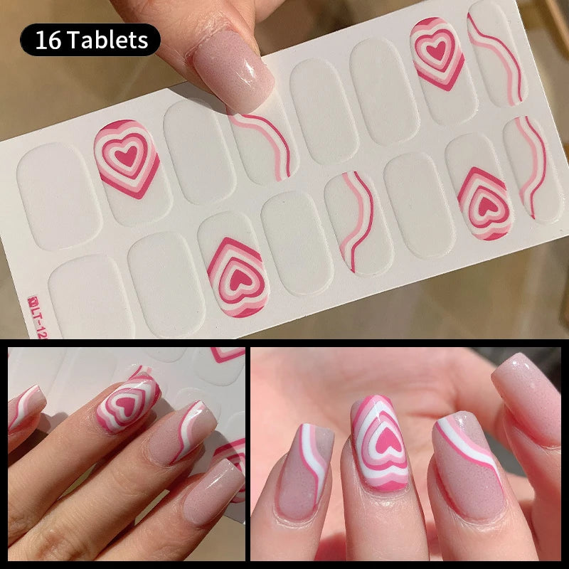 Sparkling Full Cover Nail Stickers – Self-Adhesive Designer Nails and Lamp