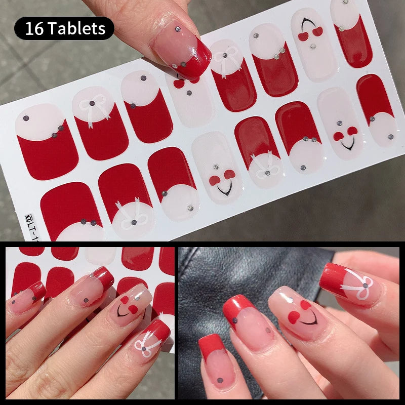 Sparkling Full Cover Nail Stickers – Self-Adhesive Designer Nails and Lamp