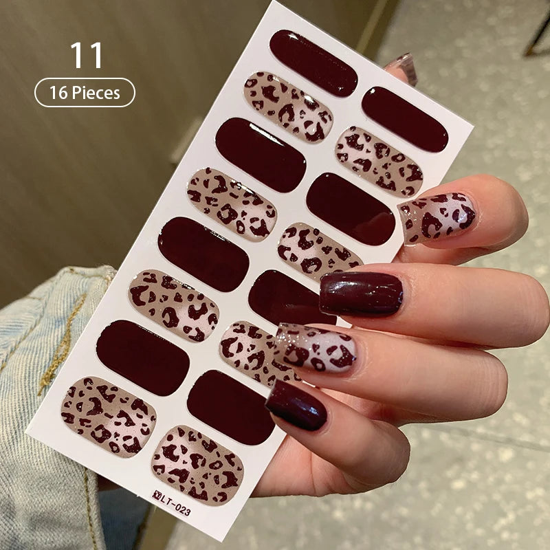 Sparkling Full Cover Nail Stickers – Self-Adhesive Designer Nails and Lamp