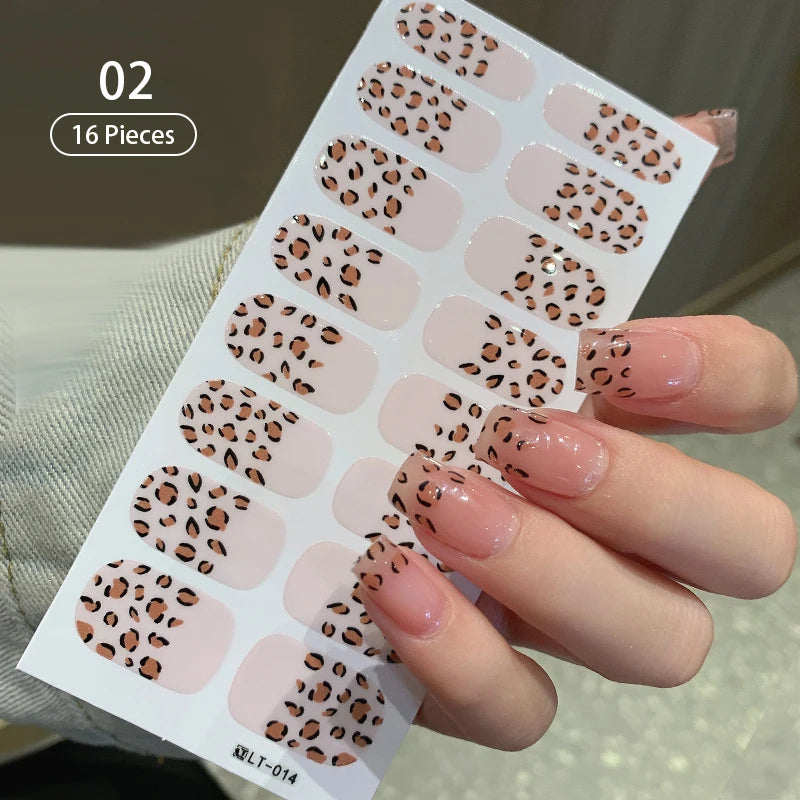 Sparkling Full Cover Nail Stickers – Self-Adhesive Designer Nails and Lamp