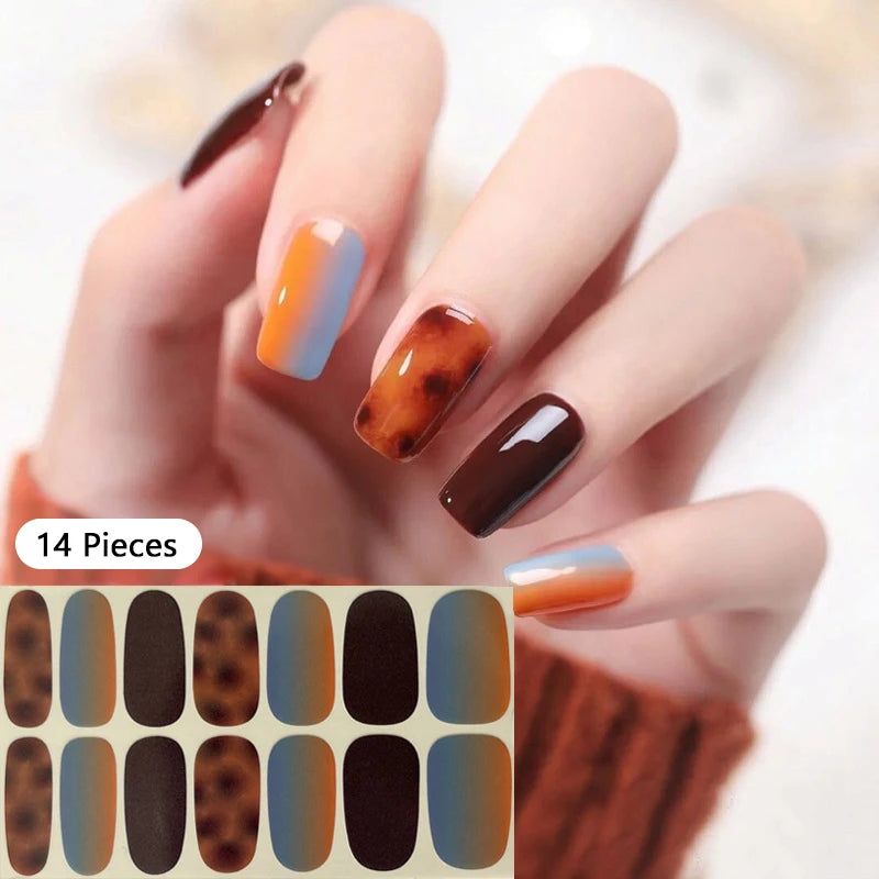 Sparkling Full Cover Nail Stickers – Self-Adhesive Designer Nails and Lamp