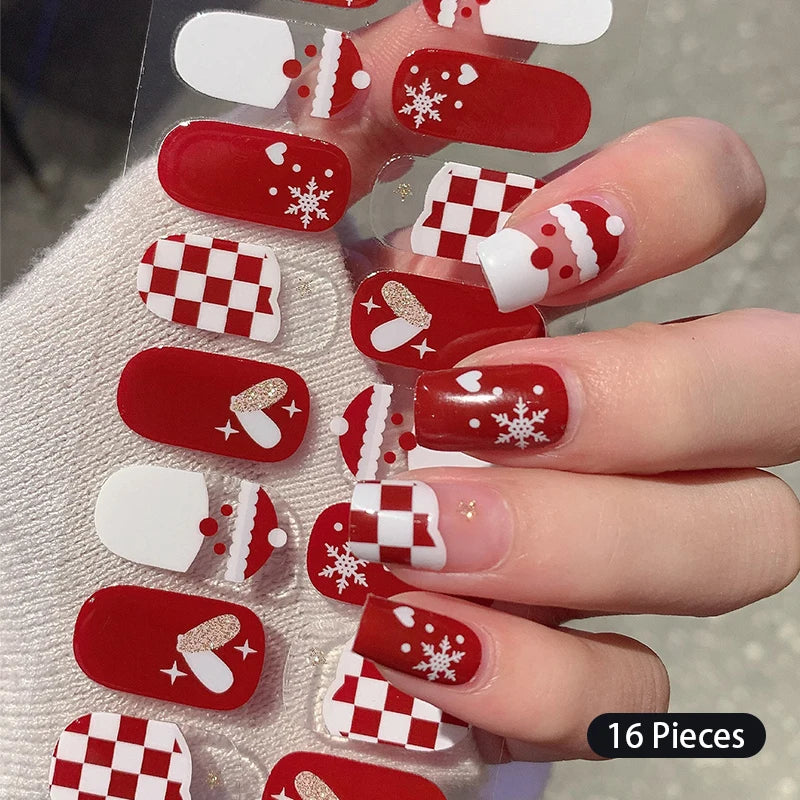 Sparkling Full Cover Nail Stickers – Self-Adhesive Designer Nails and Lamp