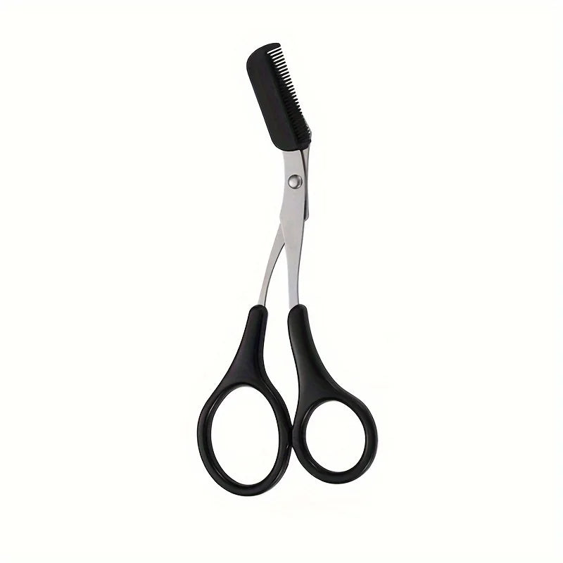 Eyebrow Trimmer Set – Stainless Steel Curved Razor & Scissors with Comb